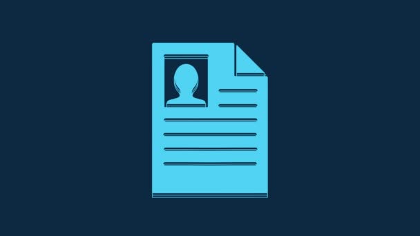 Blue Resume Icon Isolated Blue Background Application Searching Professional Staff — Vídeos de Stock