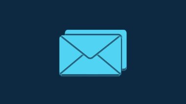 Blue Envelope icon isolated on blue background. Email message letter symbol. 4K Video motion graphic animation.