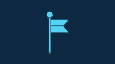 Blue Flag icon isolated on blue background. Location marker symbol. 4K Video motion graphic animation.