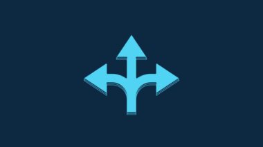 Blue Road traffic sign. Signpost icon isolated on blue background. Pointer symbol. Isolated street information sign. Direction sign. 4K Video motion graphic animation.