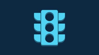 Blue Traffic light icon isolated on blue background. 4K Video motion graphic animation.