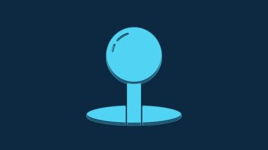 Blue Push pin icon isolated on blue background. Thumbtacks sign. 4K Video motion graphic animation.