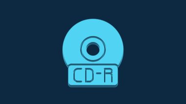 Blue CD or DVD disk icon isolated on blue background. Compact disc sign. 4K Video motion graphic animation.