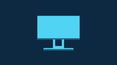 Blue Smart Tv icon isolated on blue background. Television sign. 4K Video motion graphic animation.