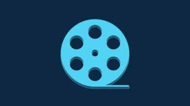 Blue Film reel icon isolated on blue background. 4K Video motion graphic animation.