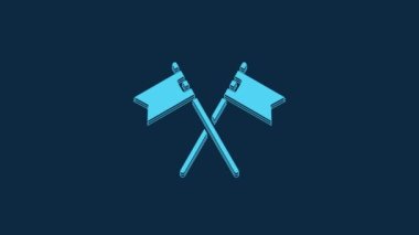 Mavi Çapraz Ortaçağ bayrağı ikonu mavi arka planda izole edilmiş. Bir kral ya da kraliçe tarafından yönetilen ülke, devlet ya da bölge. 4K Video hareketli grafik canlandırması.