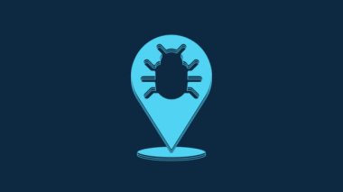 Blue System bug concept icon isolated on blue background. Code bug concept. Bug in the system. Bug searching. 4K Video motion graphic animation.