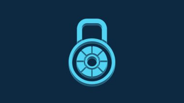 Blue Safe combination lock icon isolated on blue background. Combination padlock. Security, safety, protection, password, privacy. 4K Video motion graphic animation.