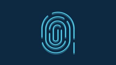 Blue Fingerprint icon isolated on blue background. ID app icon. Identification sign. Touch id. 4K Video motion graphic animation.