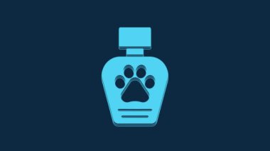 Blue Pet shampoo icon isolated on blue background. Pets care sign. Dog cleaning symbol. 4K Video motion graphic animation.