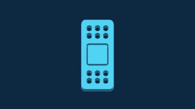 Blue Bandage plaster icon isolated on blue background. Medical plaster, adhesive bandage, flexible fabric bandage. 4K Video motion graphic animation.