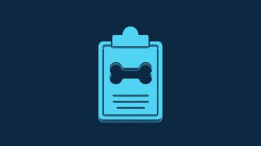 Blue Clipboard with medical clinical record pet icon isolated on blue background. Health insurance form. Medical check marks report. 4K Video motion graphic animation.