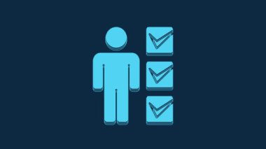 Blue User of man in business suit icon isolated on blue background. Business avatar symbol user profile icon. Male user sign. 4K Video motion graphic animation.