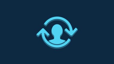 Blue Human resources icon isolated on blue background. Concept of human resources management, professional staff research, head hunter job. 4K Video motion graphic animation.