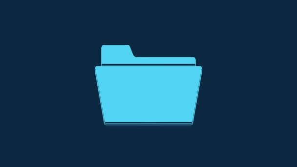 Blue Document Folder Icon Isolated Blue Background Accounting Binder Symbol — Stockvideo
