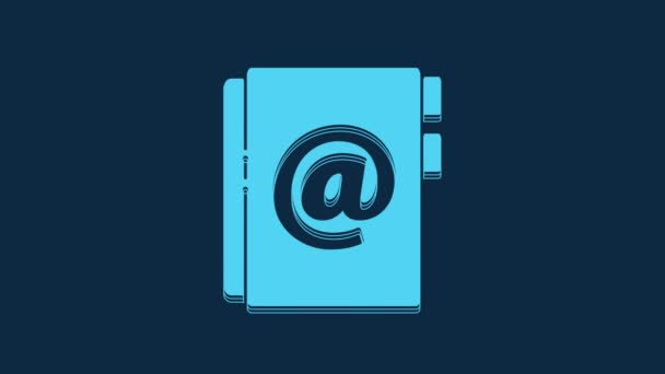 Ікона Книги Blue Address Ізольована Синьому Фоні Примітки Адреса Контакт — стокове відео