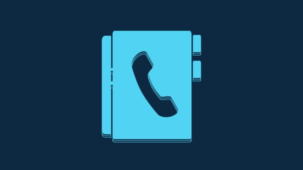 Blue Address Book Icon Isolated Blue Background Notebook Address Contact — Αρχείο Βίντεο