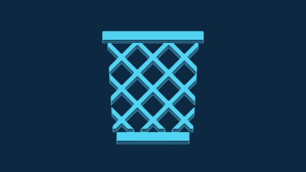 Blue Trash Can Icon Isolated Blue Background Garbage Bin Sign — Stockvideo