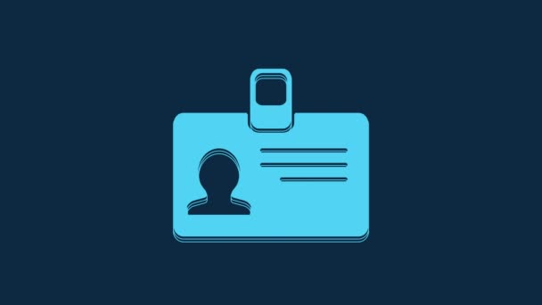 Blue Identification Badge Icon Isolated Blue Background Can Used Presentation — Stockvideo