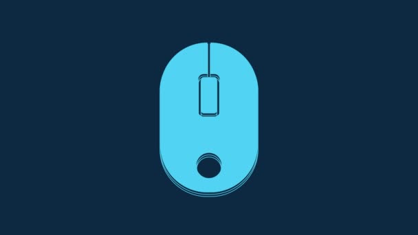 Значок Синьої Комп Ютерної Миші Ізольовано Синьому Фоні Оптичний Колісним — стокове відео