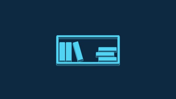 Blue Shelf Books Icon Isolated Blue Background Shelves Sign Video — Stok video