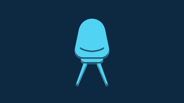 Blue Office Chair Icon Isolated Blue Background Video Motion Graphic — Vídeos de Stock