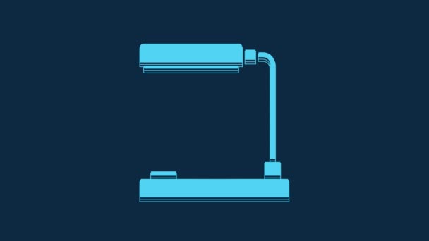 Blue Table Lamp Icon Isolated Blue Background Table Office Lamp — Stock Video