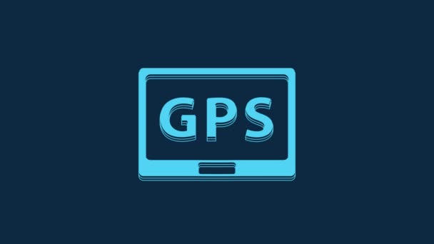 Blue Gps Device Map Icon Isolated Blue Background Video Motion — Stok video