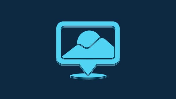 Blue Map Pin Icon Isolated Blue Background Navigation Pointer Location — Stock Video