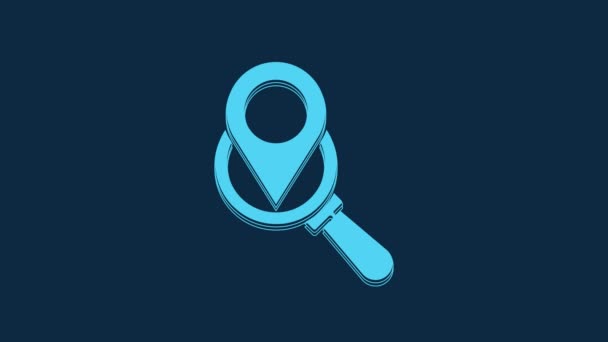 Blue Search Location Icon Isolated Blue Background Magnifying Glass Pointer — Video
