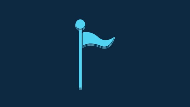 Blue Flag Icon Isolated Blue Background Location Marker Symbol Video — Video Stock