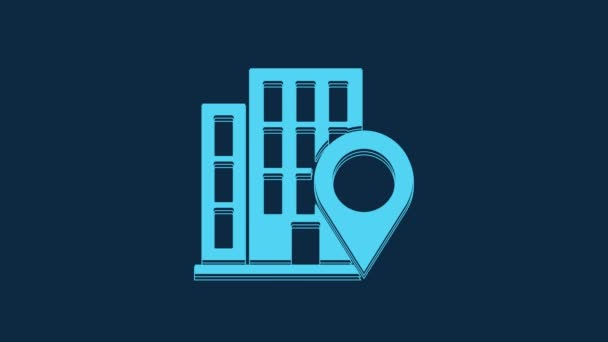 Blue Map Pointer House Icon Isolated Blue Background Home Location — Vídeo de Stock