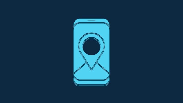 Blue Infographic City Map Navigation Icon Isolated Blue Background Mobile — Vídeos de Stock