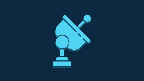 Blue Radar Icon Isolated Blue Background Search System Satellite Sign — Vídeos de Stock