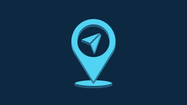 Blue Map Pin Icon Isolated Blue Background Navigation Pointer Location — Stock videók