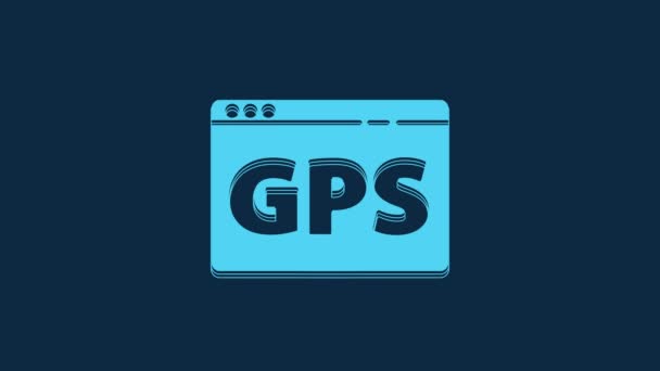 Blue Gps Устройство Иконкой Карты Выделенной Синем Фоне Видеографическая Анимация — стоковое видео
