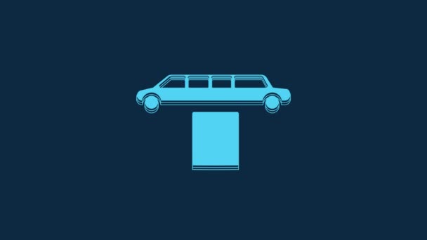 Синій Розкішний Лімузинний Автомобіль Килим Ізольовані Синьому Фоні Світової Прем — стокове відео