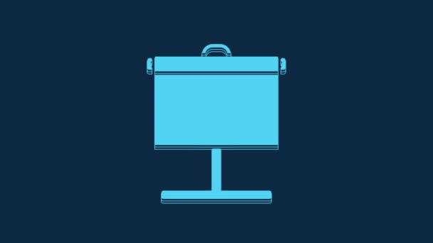 Ikona Modré Projekce Izolovaná Modrém Pozadí Obchodní Prezentace Vizuální Obsah — Stock video