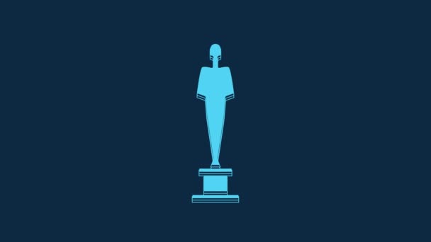 Blue Movie Trophy Icon Isolated Blue Background Academy Award Icon — 图库视频影像