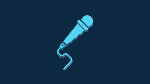 Blue Microphone Icon Isolated Blue Background Air Radio Mic Microphone — Stok Video