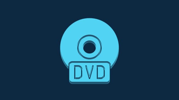 青色の背景に隔離された青いCdまたはDvdディスクアイコン コンパクトディスクサイン 4Kビデオモーショングラフィックアニメーション — ストック動画
