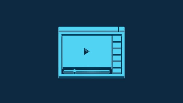 Blue Online Play Video Icon Isolated Blue Background Film Strip — Stock videók