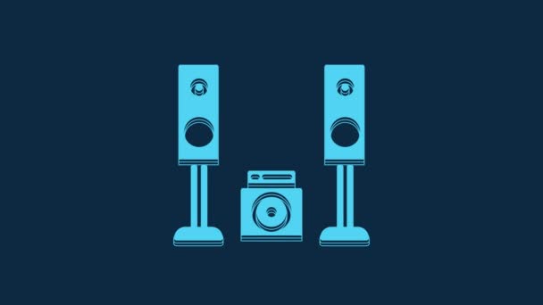 Blue Home Stereo Two Speaker Icon Isolated Blue Background Music — Stok video