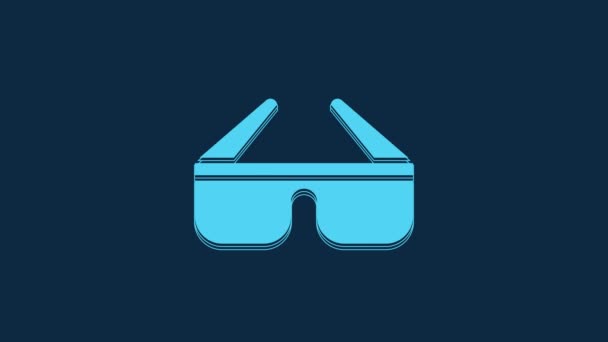 Blue Cinema Glasses Icon Isolated Blue Background Video Motion Graphic — Stock Video