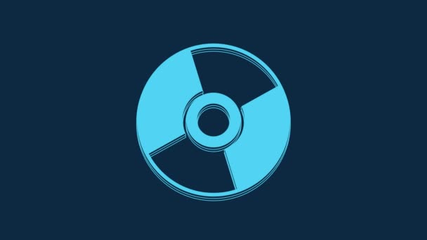 Blue Dvd Disk Icon Isolated Blue Background Compact Disc Sign — Vídeo de Stock