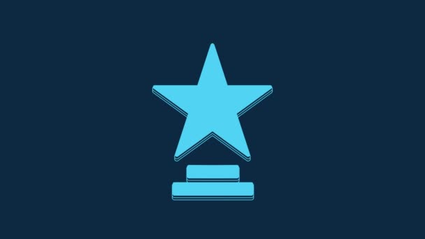 Blue Movie Trophy Icon Isolated Blue Background Academy Award Icon — Stock videók