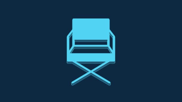 Blue Director Movie Chair Icon Isolated Blue Background Film Industry — Video