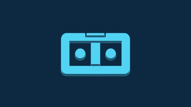 Blue Vhs Video Cassette Tape Icon Isolated Blue Background Video — Αρχείο Βίντεο