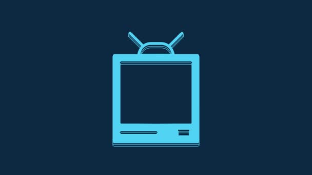 Синий Значок Телевизора Retro Выделен Синем Фоне Телевизионный Знак Видеографическая — стоковое видео