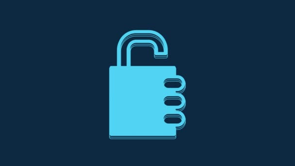 Blue Safe Combination Lock Icon Isolated Blue Background Combination Padlock — 비디오